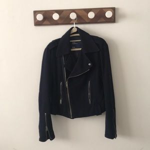 Navy Wool Moto Jacket
